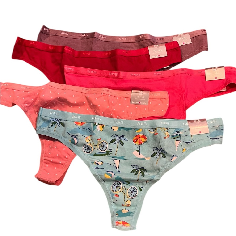 NWT from Avenue  5 pairs of “ Thongs, cotton comfort”